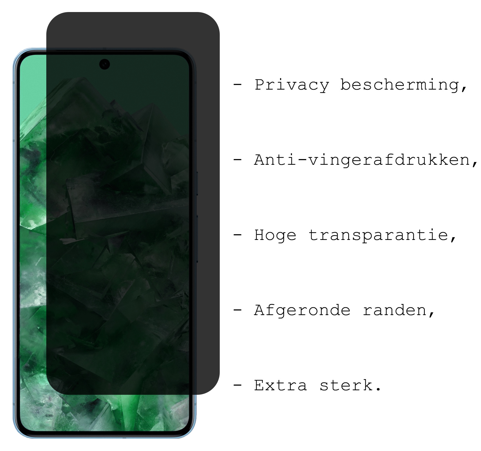 BASEY. Screenprotector Geschikt voor Google Pixel 8 Pro Screenprotector Privacy Beschermglas - Screenprotector Geschikt voor Google Pixel 8 Pro Screen Protector Full Screen Privacy - 3 Stuks