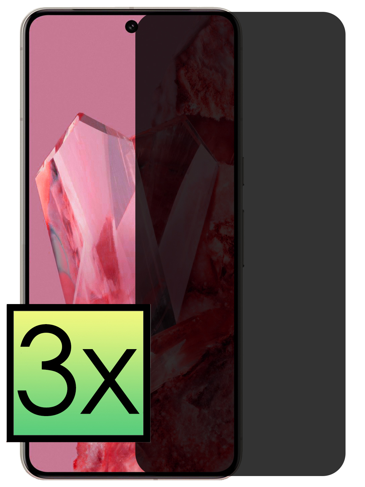 NoXx Screenprotector Geschikt voor Google Pixel 8 Pro Screenprotector Privacy Tempered Glass Gehard Glas Display Cover - 3x