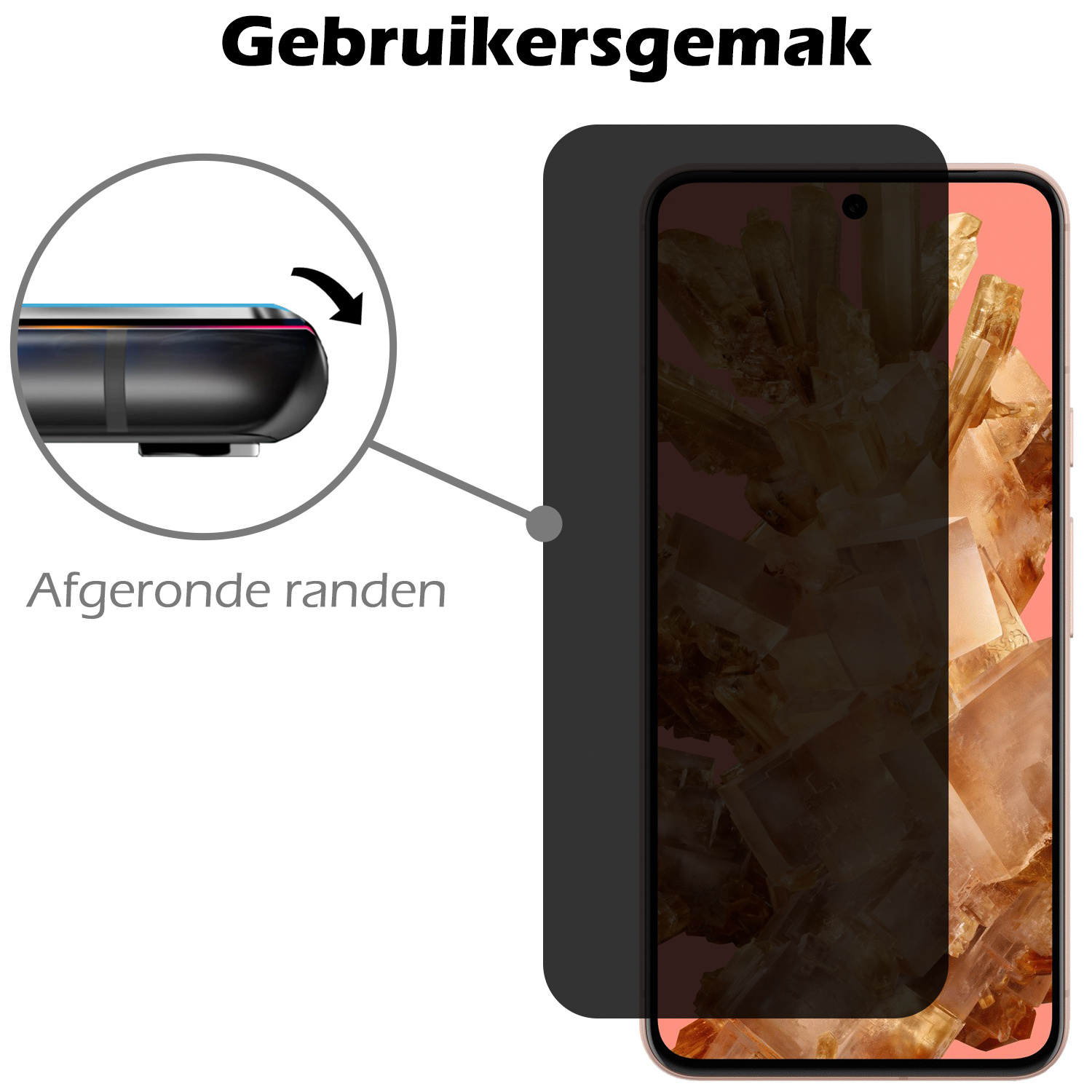 Nomfy Screenprotector Geschikt voor Google Pixel 8 Screenprotector Privacy Bescherm Glas - Screenprotector Geschikt voor Google Pixel 8 Privacy Screenprotector Tempered Glass