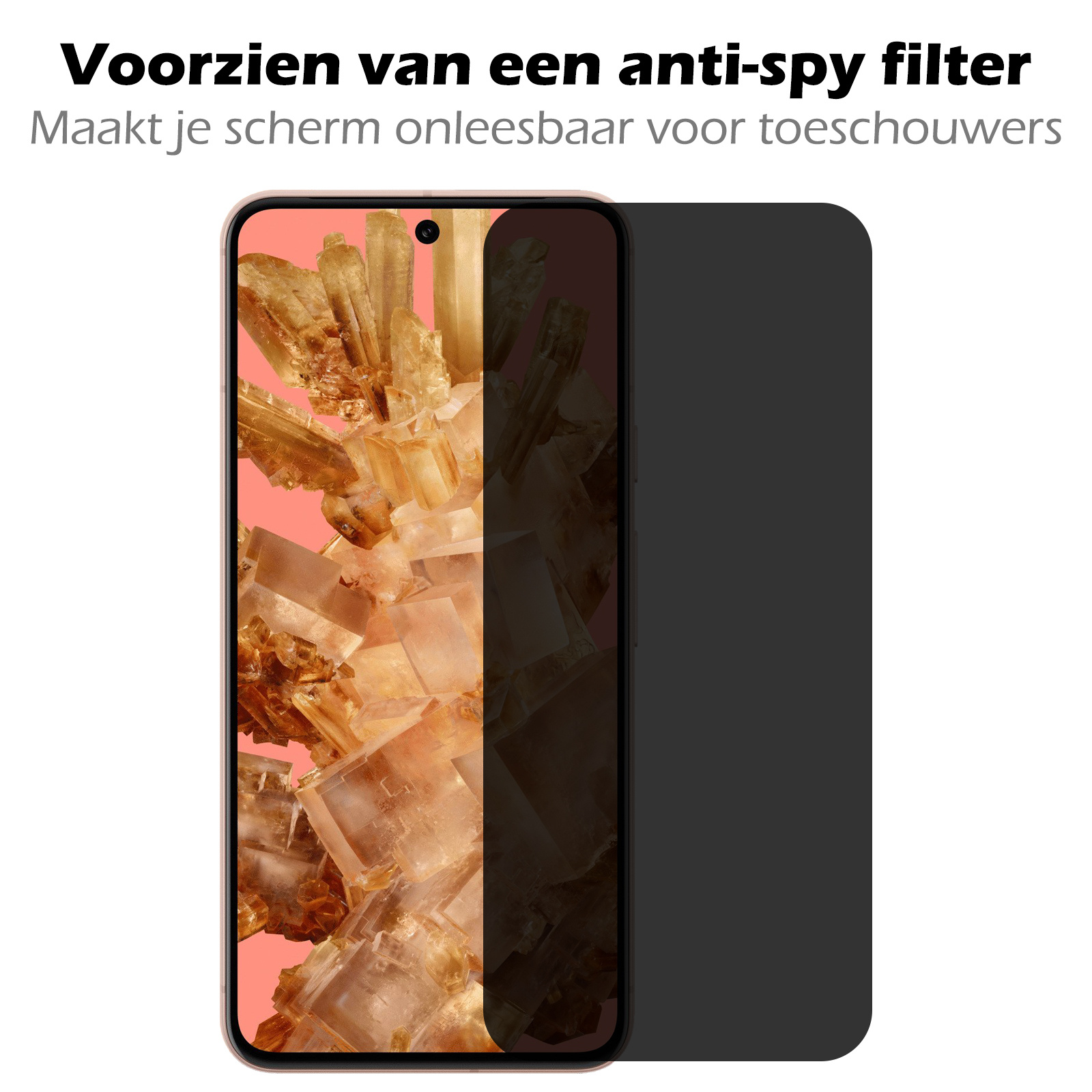 Nomfy Screenprotector Geschikt voor Google Pixel 8 Screenprotector Privacy Bescherm Glas - Screenprotector Geschikt voor Google Pixel 8 Privacy Screenprotector Tempered Glass - 3 PACK