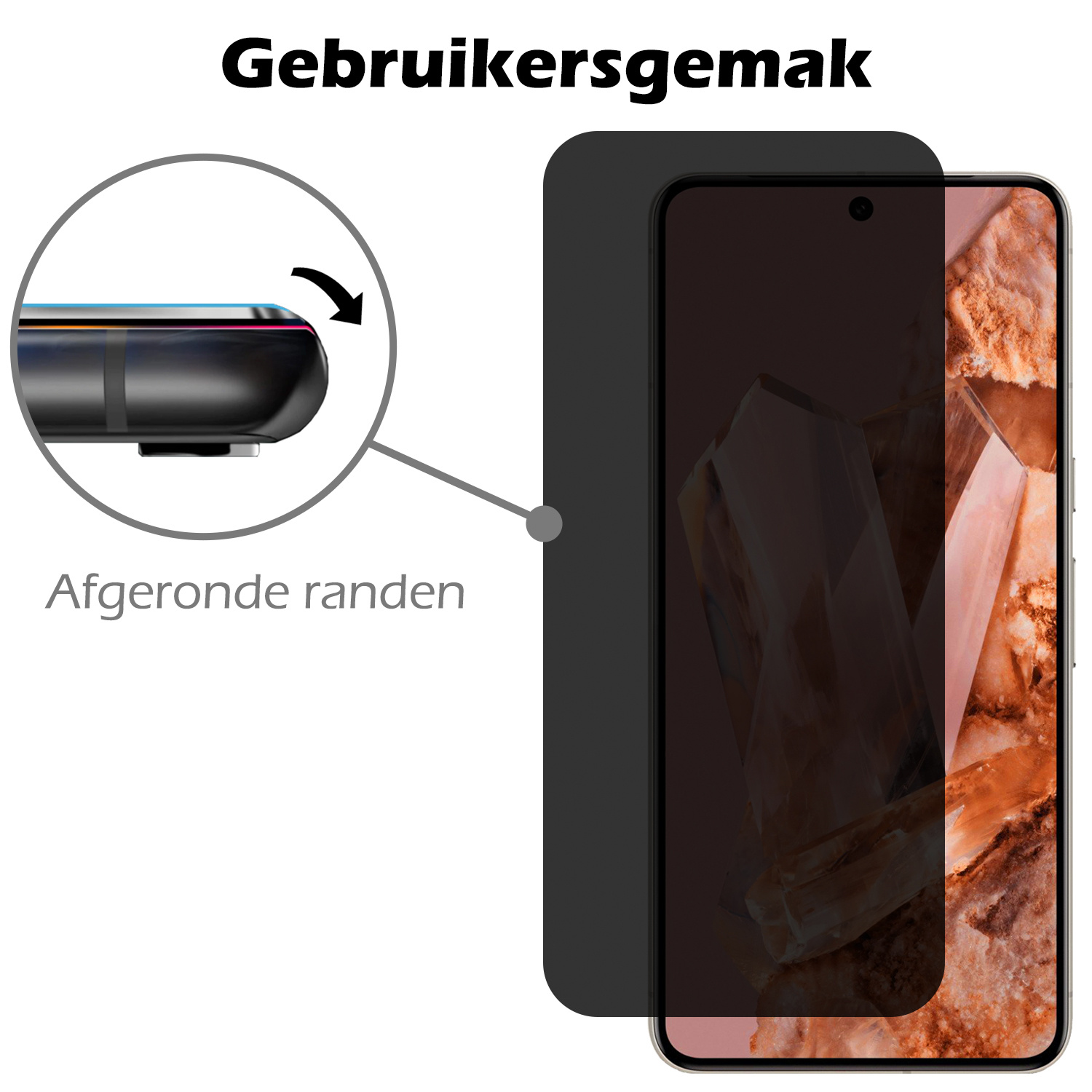 Nomfy Screenprotector Geschikt voor Google Pixel 8 Pro Screenprotector Privacy Bescherm Glas - Screenprotector Geschikt voor Google Pixel 8 Pro Privacy Screenprotector Tempered Glass