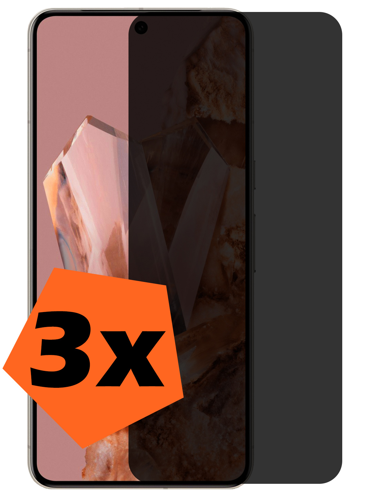 Nomfy Screenprotector Geschikt voor Google Pixel 8 Pro Screenprotector Privacy Bescherm Glas - Screenprotector Geschikt voor Google Pixel 8 Pro Privacy Screenprotector Tempered Glass - 3 PACK