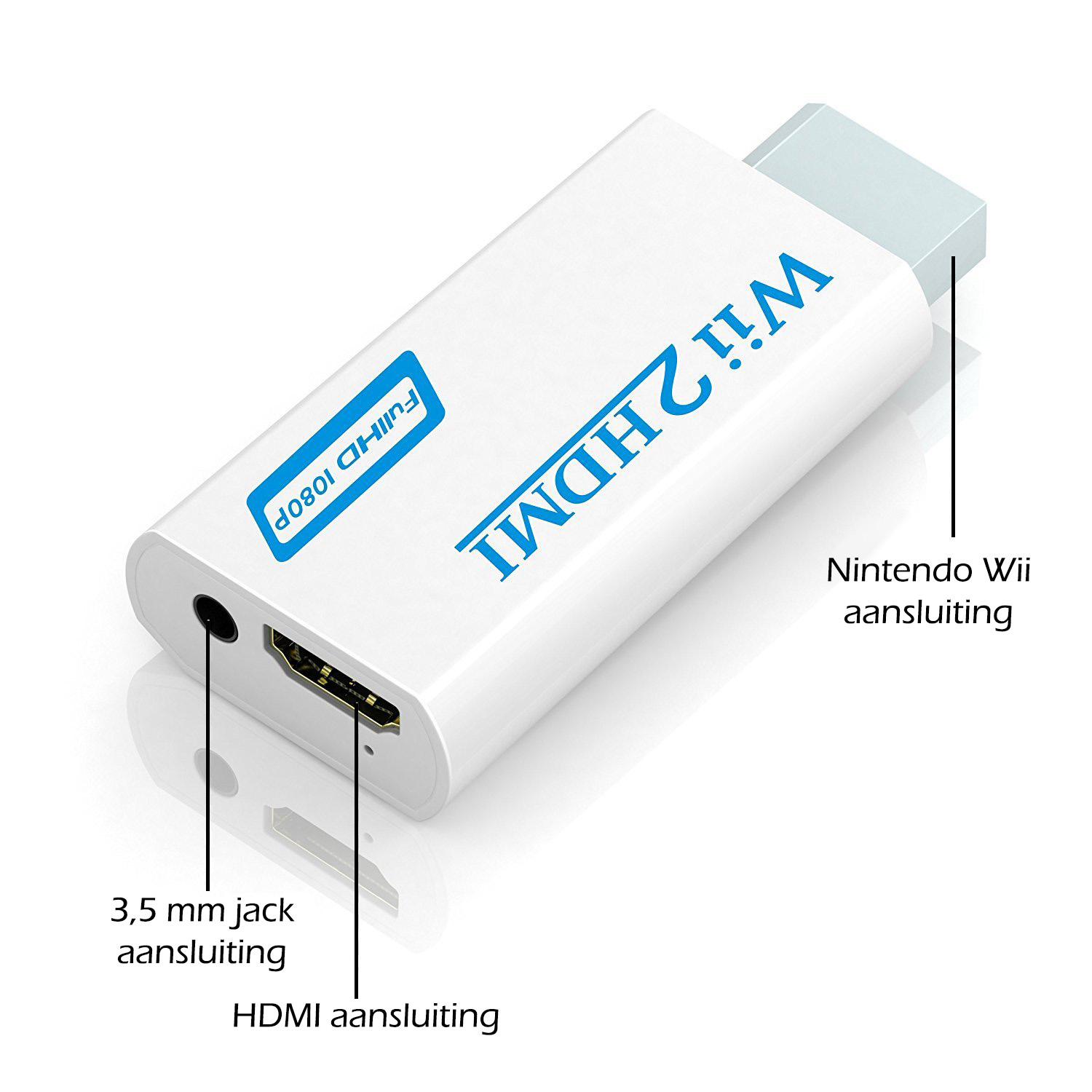 Nomfy Wii HDMI Converter 1080p Wii HDMI Adapter Full HD Kwaliteit - Geschikt voor de Nintendo Wii