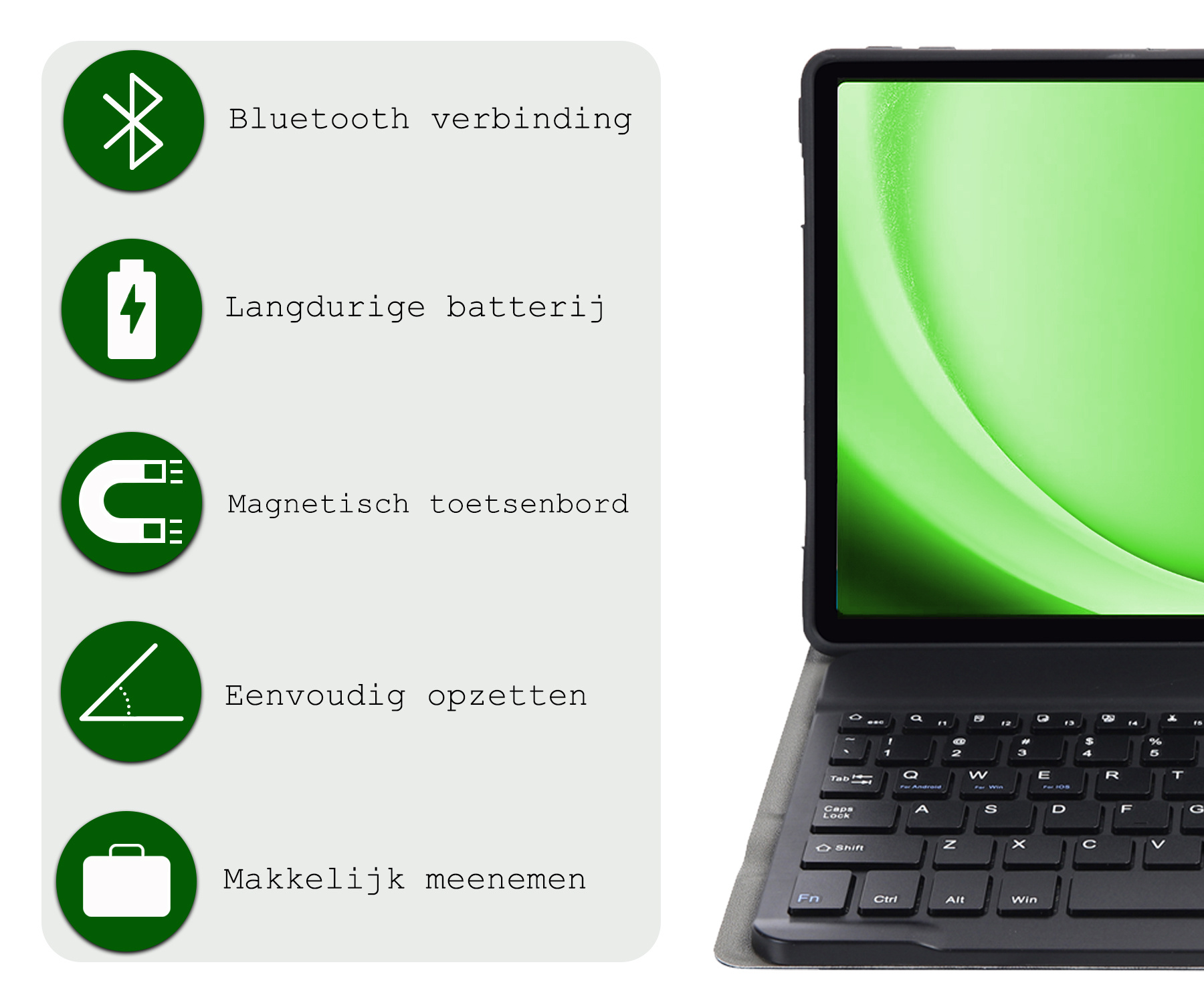 BASEY. Hoesje Geschikt voor Samsung Galaxy Tab A9 Toetsenbord Hoes Book Case - Hoes Geschikt voor Samsung Tab A9 Toetsenbord Hoesje Keyboard Cover - Donkerblauw