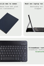 BASEY. Hoesje Geschikt voor Samsung Galaxy Tab A9 Toetsenbord Hoes Book Case - Hoes Geschikt voor Samsung Tab A9 Toetsenbord Hoesje Keyboard Cover - Donkerblauw