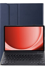 NoXx Hoesje Geschikt voor Samsung Galaxy Tab A9 Hoesje Toetsenbord Hoes - Hoes Geschikt voor Samsung Tab A9 Keyboard Case Book Cover - Donkerblauw