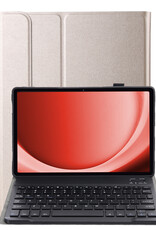 NoXx Hoesje Geschikt voor Samsung Galaxy Tab A9 Hoesje Toetsenbord Hoes - Hoes Geschikt voor Samsung Tab A9 Keyboard Case Book Cover - Goud