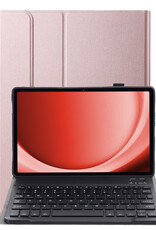 NoXx Hoesje Geschikt voor Samsung Galaxy Tab A9 Hoesje Toetsenbord Hoes - Hoes Geschikt voor Samsung Tab A9 Keyboard Case Book Cover - Rosé goud