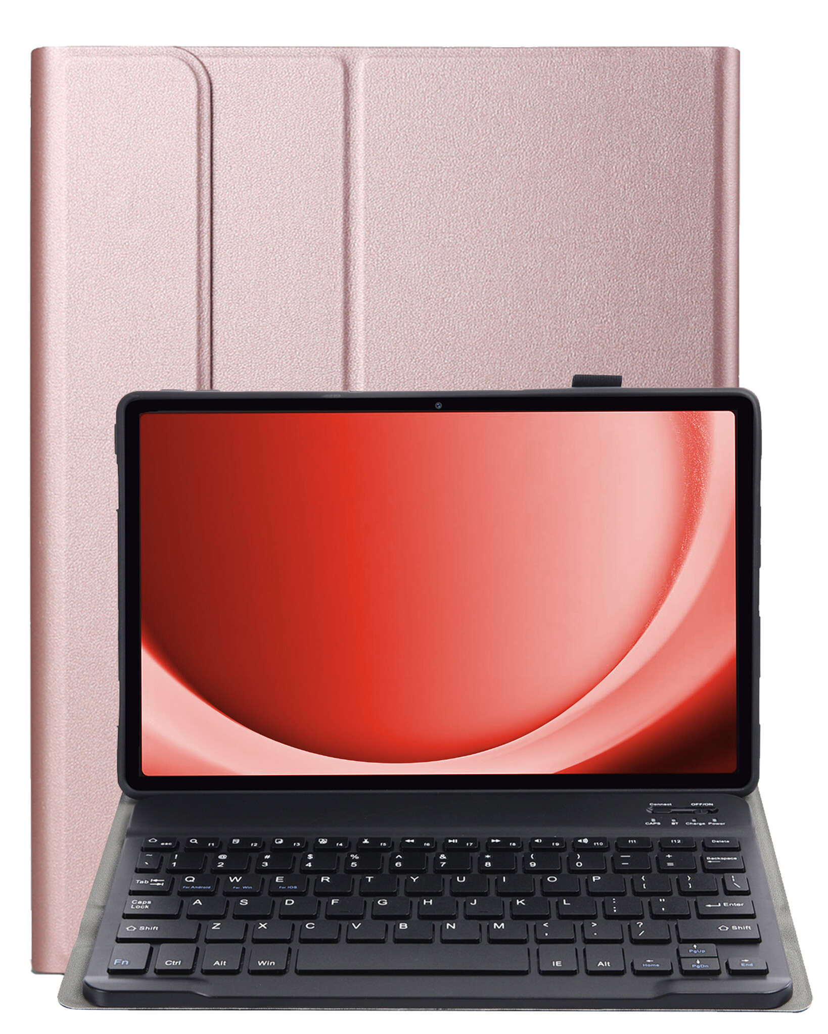 NoXx Hoesje Geschikt voor Samsung Galaxy Tab A9 Hoesje Toetsenbord Hoes - Hoes Geschikt voor Samsung Tab A9 Keyboard Case Book Cover - Rosé goud