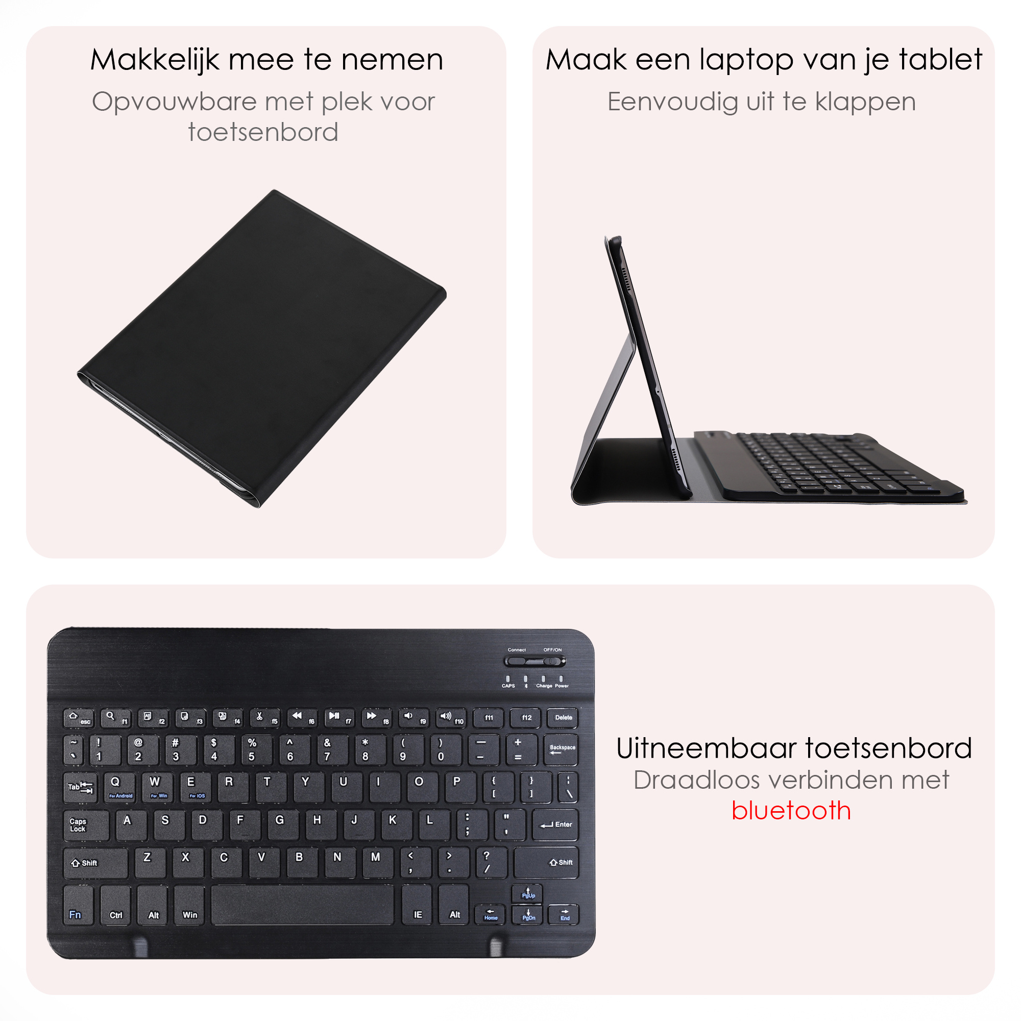 NoXx Hoesje Geschikt voor Samsung Galaxy Tab A9 Hoesje Toetsenbord Hoes - Hoes Geschikt voor Samsung Tab A9 Keyboard Case Book Cover - Zwart