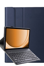 Nomfy Hoes Geschikt voor Samsung Galaxy Tab A9 Plus Hoes Toetsenbord Hoes Case Book Cover Hoesje - Hoesje Geschikt voor Samsung Tab A9 Plus Keyboard Hoes - Donkerblauw
