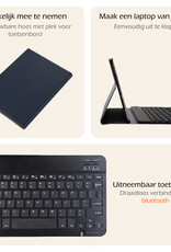 Nomfy Hoes Geschikt voor Samsung Galaxy Tab A9 Plus Hoes Toetsenbord Hoes Case Book Cover Hoesje - Hoesje Geschikt voor Samsung Tab A9 Plus Keyboard Hoes - Donkerblauw