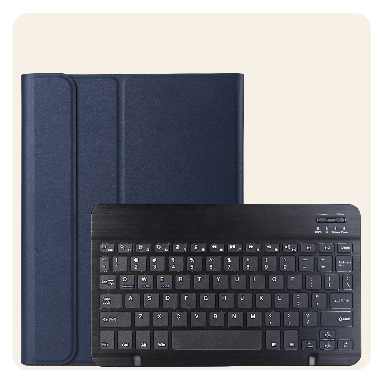 Nomfy Hoes Geschikt voor Samsung Galaxy Tab A9 Hoes Toetsenbord Hoes Case Book Cover Hoesje - Hoesje Geschikt voor Samsung Tab A9 Keyboard Hoes - Donkerblauw