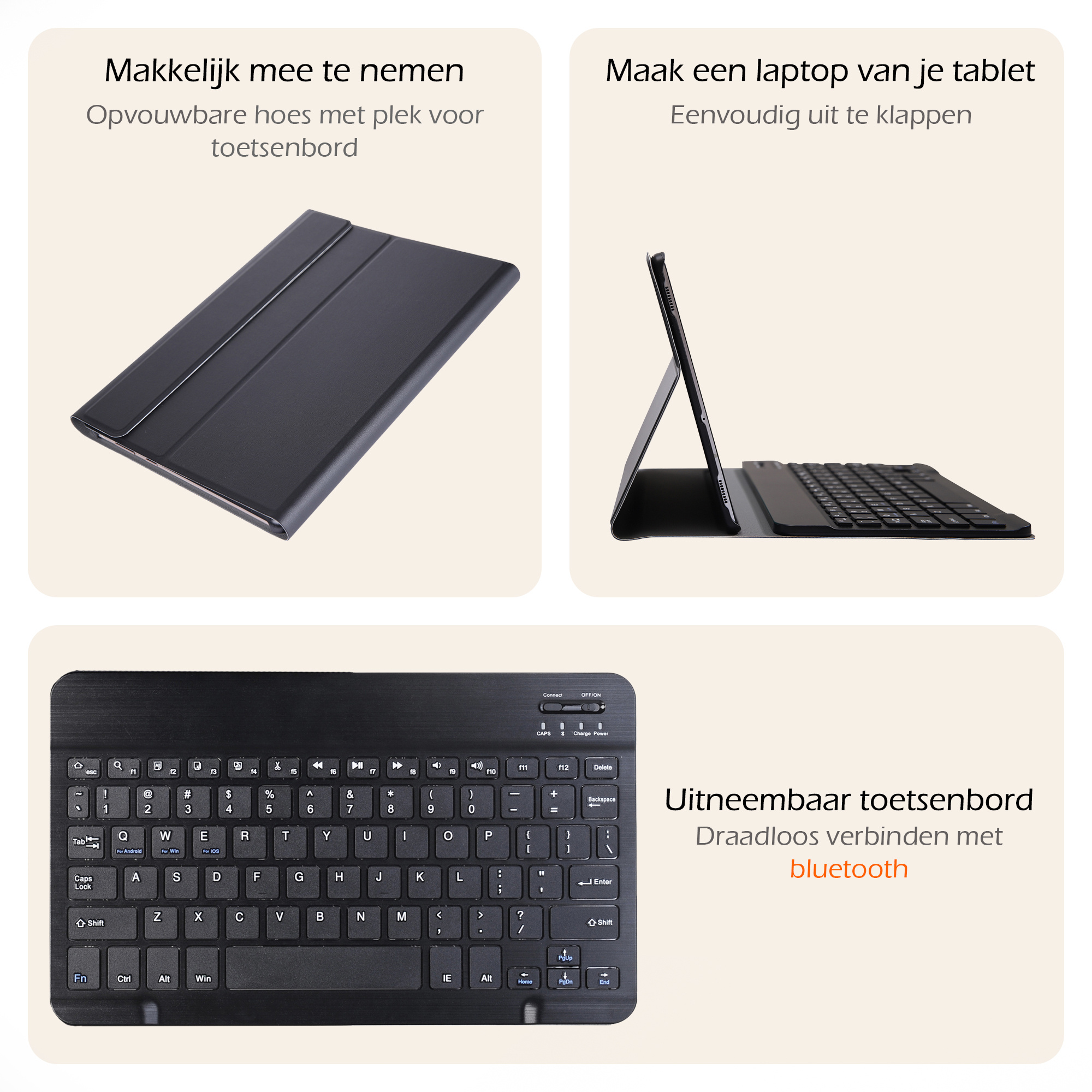 Nomfy Hoes Geschikt voor Samsung Galaxy Tab A9 Plus Hoes Toetsenbord Hoes Case Book Cover Hoesje - Hoesje Geschikt voor Samsung Tab A9 Plus Keyboard Hoes - Zwart