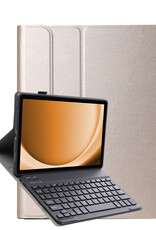 Nomfy Hoes Geschikt voor Samsung Galaxy Tab A9 Hoes Toetsenbord Hoes Case Book Cover Hoesje - Hoesje Geschikt voor Samsung Tab A9 Keyboard Hoes - Goud