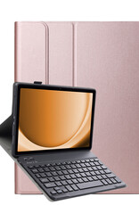 Nomfy Hoes Geschikt voor Samsung Galaxy Tab A9 Hoes Toetsenbord Hoes Case Book Cover Hoesje - Hoesje Geschikt voor Samsung Tab A9 Keyboard Hoes - Rosé goud