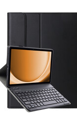 Nomfy Hoes Geschikt voor Samsung Galaxy Tab A9 Hoes Toetsenbord Hoes Case Book Cover Hoesje - Hoesje Geschikt voor Samsung Tab A9 Keyboard Hoes - Zwart
