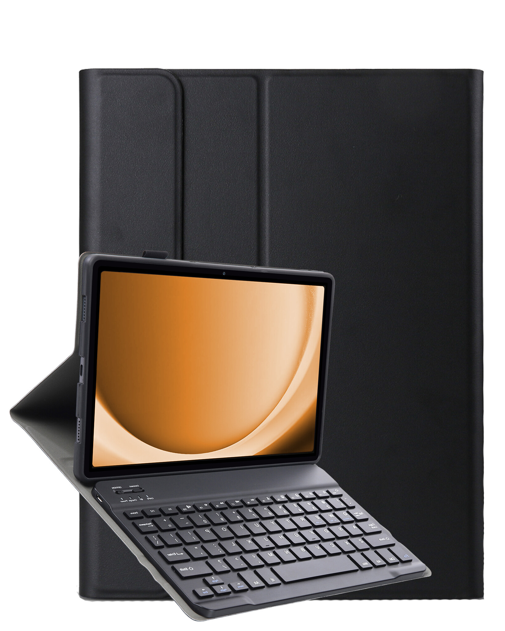 Nomfy Hoes Geschikt voor Samsung Galaxy Tab A9 Hoes Toetsenbord Hoes Case Book Cover Hoesje - Hoesje Geschikt voor Samsung Tab A9 Keyboard Hoes - Zwart
