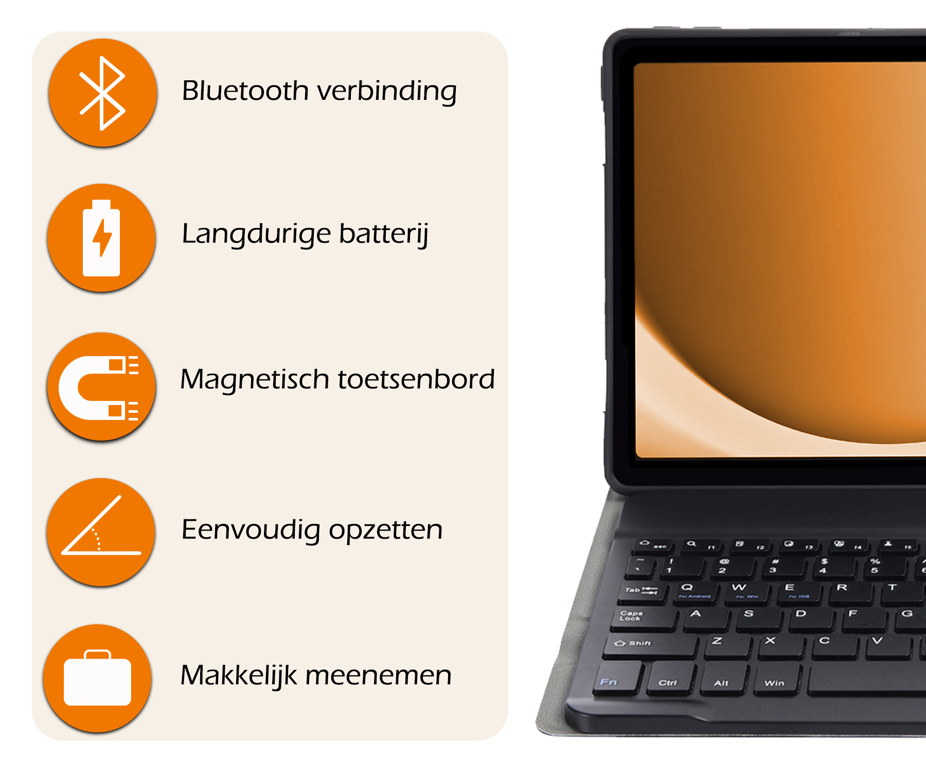 Nomfy Hoes Geschikt voor Samsung Galaxy Tab A9 Hoes Toetsenbord Hoes Case Book Cover Hoesje - Hoesje Geschikt voor Samsung Tab A9 Keyboard Hoes - Zwart