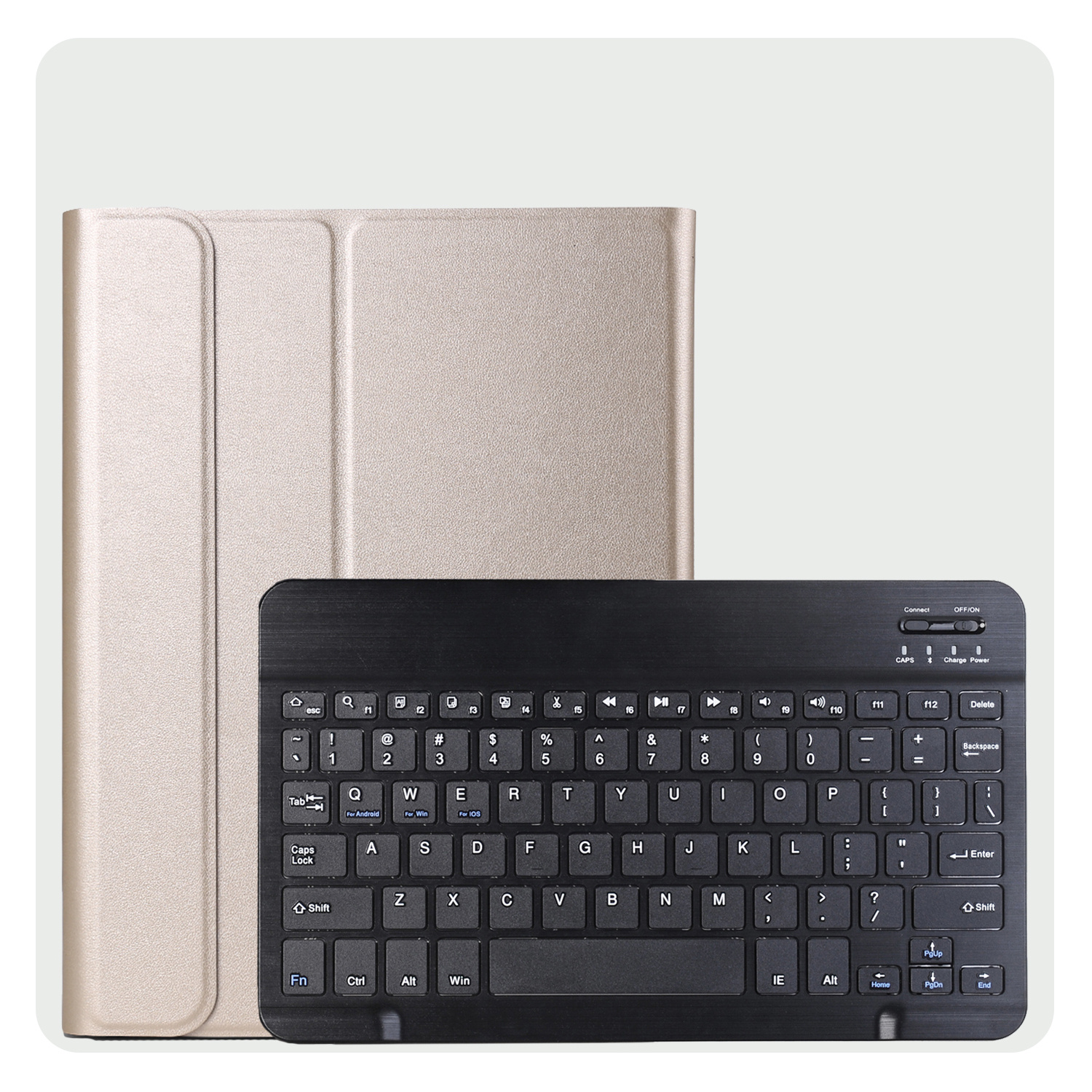 BASEY. Hoesje Geschikt voor Samsung Galaxy Tab A9 Plus Toetsenbord Hoes Book Case - Hoes Geschikt voor Samsung Tab A9 Plus Toetsenbord Hoesje Keyboard Cover - Goud