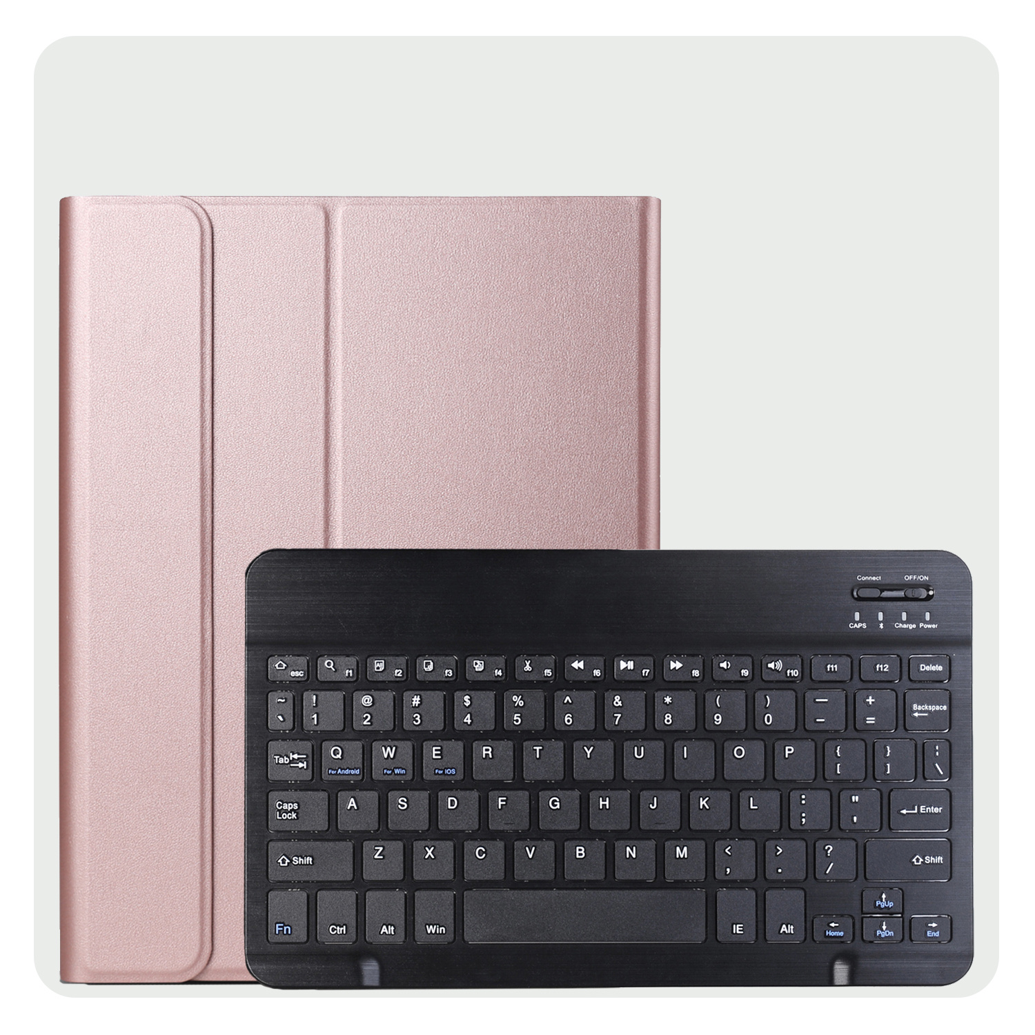 BASEY. Hoesje Geschikt voor Samsung Galaxy Tab A9 Plus Toetsenbord Hoes Book Case - Hoes Geschikt voor Samsung Tab A9 Plus Toetsenbord Hoesje Keyboard Cover - Rosé goud