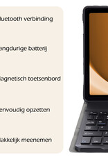 Nomfy Hoes Geschikt voor Samsung Galaxy Tab A9 Hoes Toetsenbord Hoes Case Book Cover Hoesje Met Screenprotector - Hoesje Geschikt voor Samsung Tab A9 Keyboard Hoes - Goud