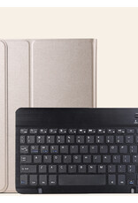 Nomfy Hoes Geschikt voor Samsung Galaxy Tab A9 Hoes Toetsenbord Hoes Case Book Cover Hoesje Met Screenprotector - Hoesje Geschikt voor Samsung Tab A9 Keyboard Hoes - Goud