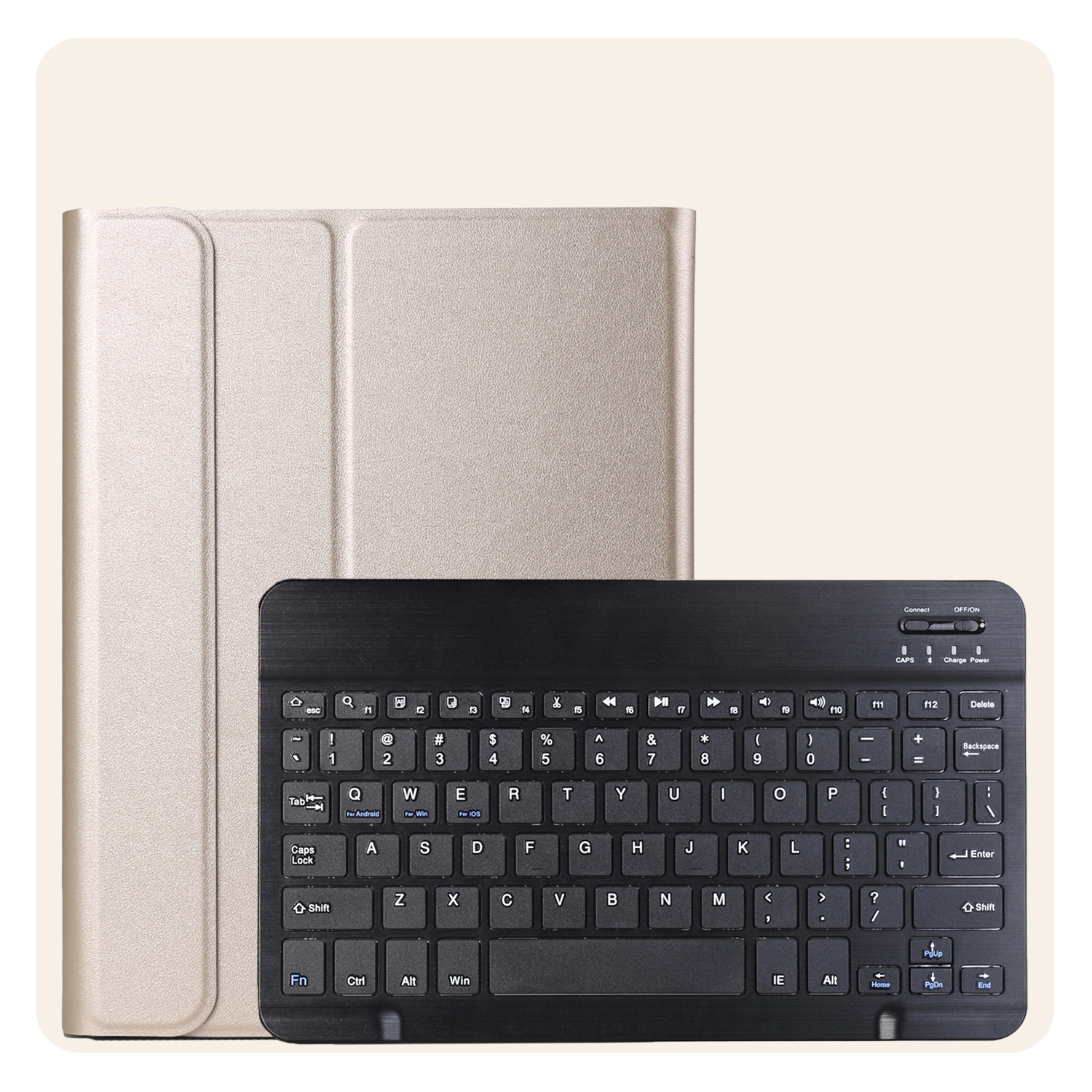 Nomfy Hoes Geschikt voor Samsung Galaxy Tab A9 Hoes Toetsenbord Hoes Case Book Cover Hoesje Met Screenprotector - Hoesje Geschikt voor Samsung Tab A9 Keyboard Hoes - Goud