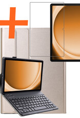 Nomfy Hoes Geschikt voor Samsung Galaxy Tab A9 Hoes Toetsenbord Hoes Case Book Cover Hoesje Met Screenprotector - Hoesje Geschikt voor Samsung Tab A9 Keyboard Hoes - Goud