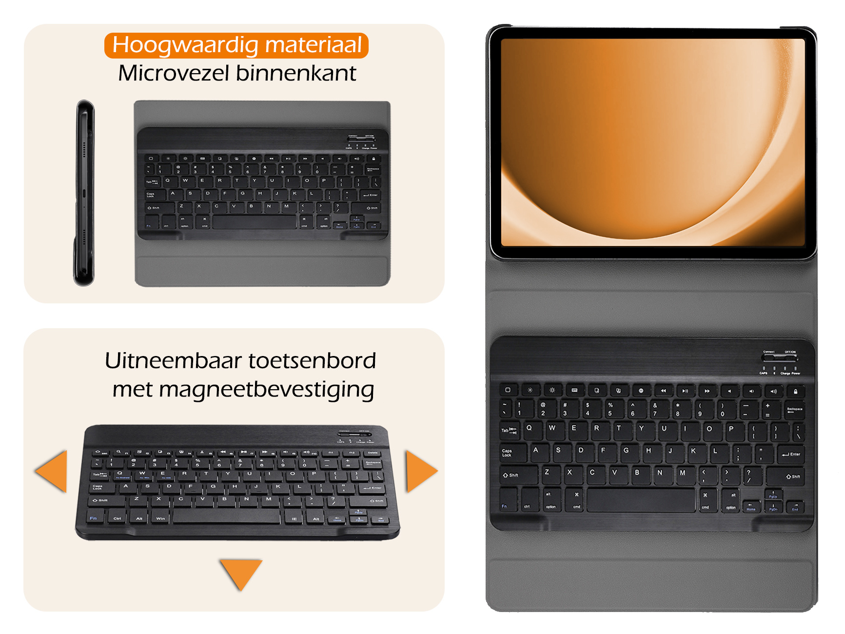 Nomfy Hoes Geschikt voor Samsung Galaxy Tab A9 Hoes Toetsenbord Hoes Case Book Cover Hoesje Met Screenprotector - Hoesje Geschikt voor Samsung Tab A9 Keyboard Hoes - Rosé goud