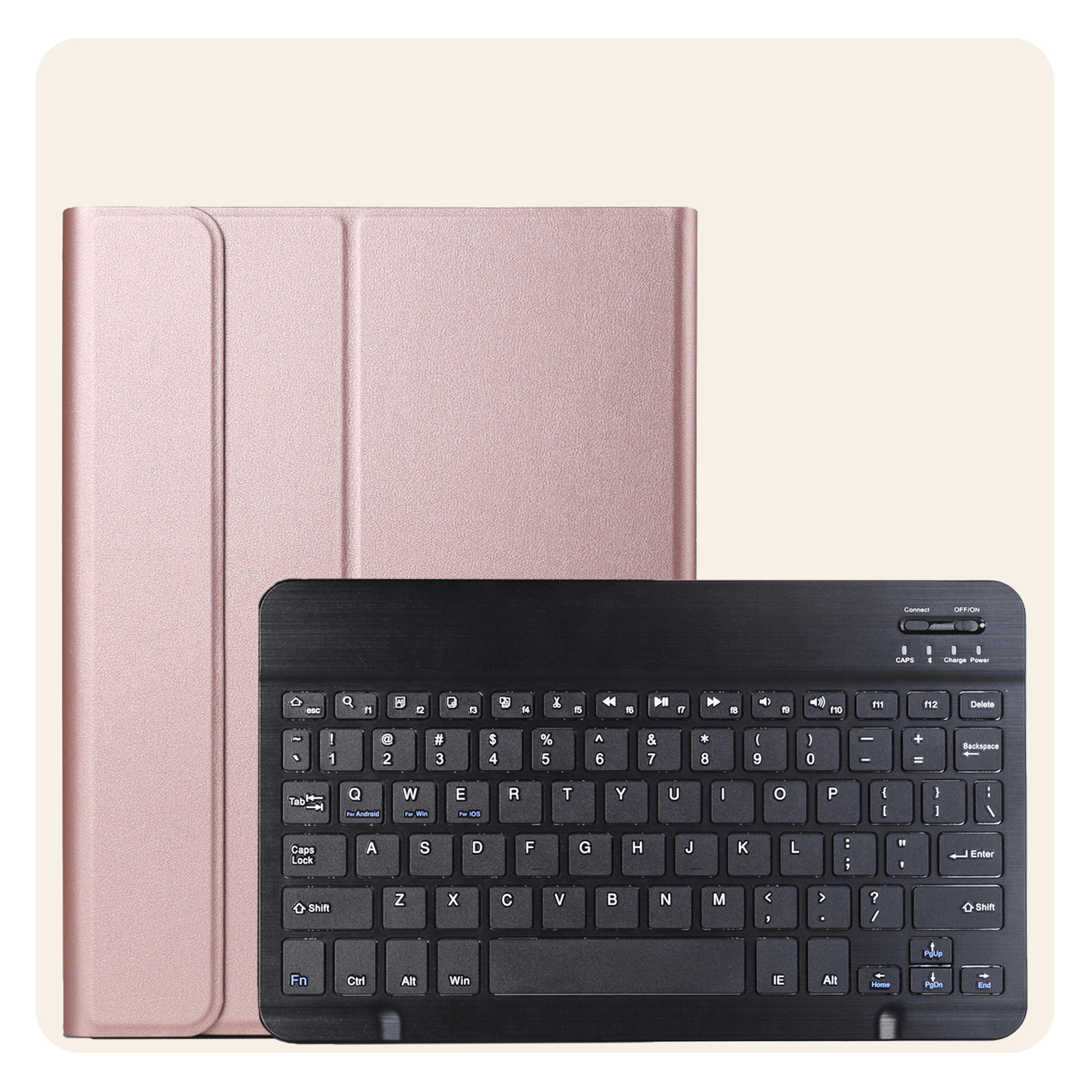 Nomfy Hoes Geschikt voor Samsung Galaxy Tab A9 Hoes Toetsenbord Hoes Case Book Cover Hoesje Met Screenprotector - Hoesje Geschikt voor Samsung Tab A9 Keyboard Hoes - Rosé goud