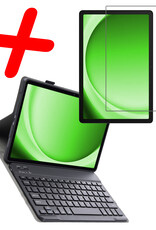 BASEY. Hoesje Geschikt voor Samsung Galaxy Tab A9 Plus Toetsenbord Hoes Book Case Met Screenprotector - Hoes Geschikt voor Samsung Tab A9 Plus Toetsenbord Hoesje Keyboard Cover - Donkerblauw