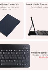 NoXx Hoesje Geschikt voor Samsung Galaxy Tab A9 Hoesje Toetsenbord Hoes Met Screenprotector - Hoes Geschikt voor Samsung Tab A9 Keyboard Case Book Cover - Donkerblauw