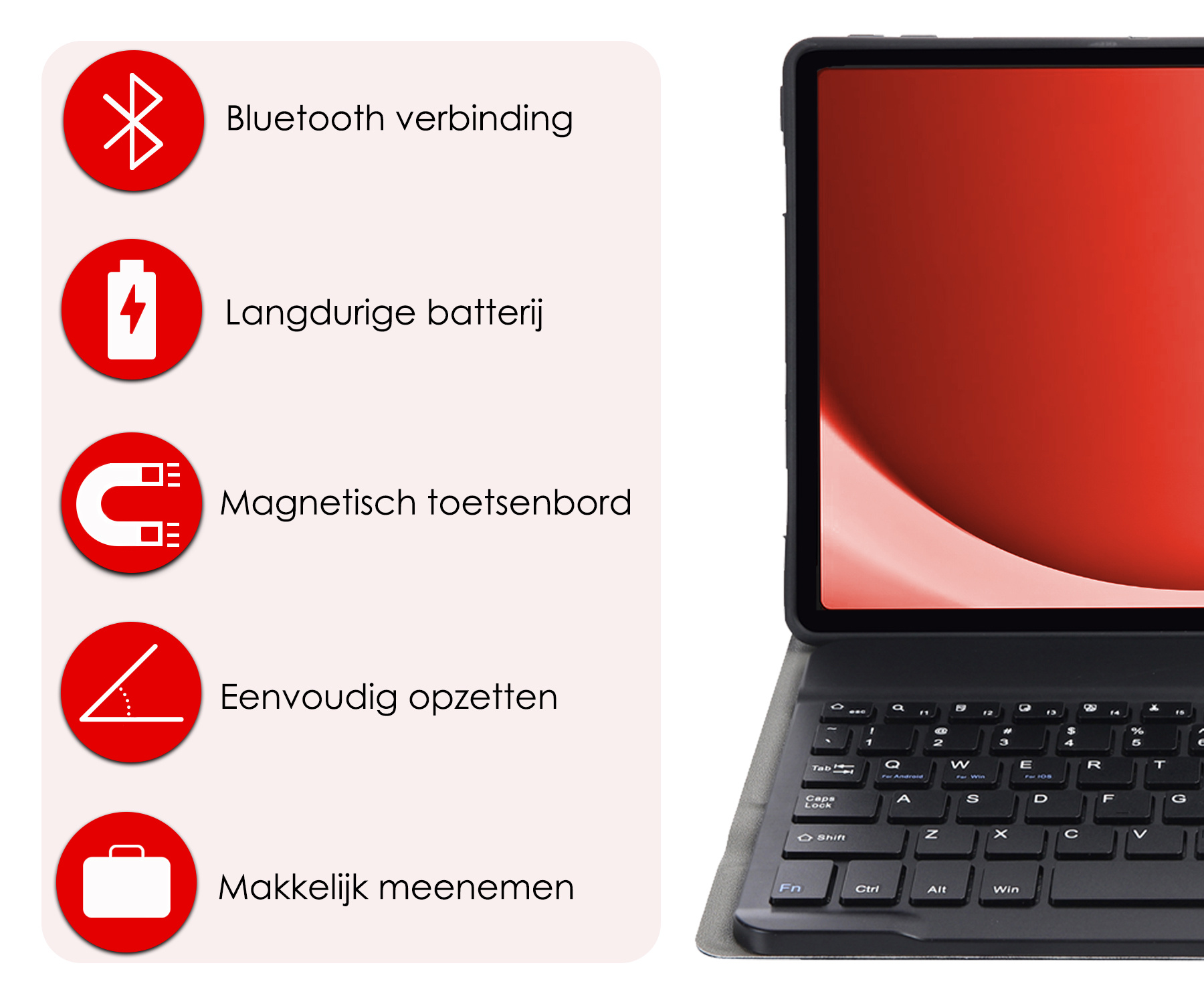NoXx Hoesje Geschikt voor Samsung Galaxy Tab A9 Hoesje Toetsenbord Hoes Met Screenprotector - Hoes Geschikt voor Samsung Tab A9 Keyboard Case Book Cover - Goud