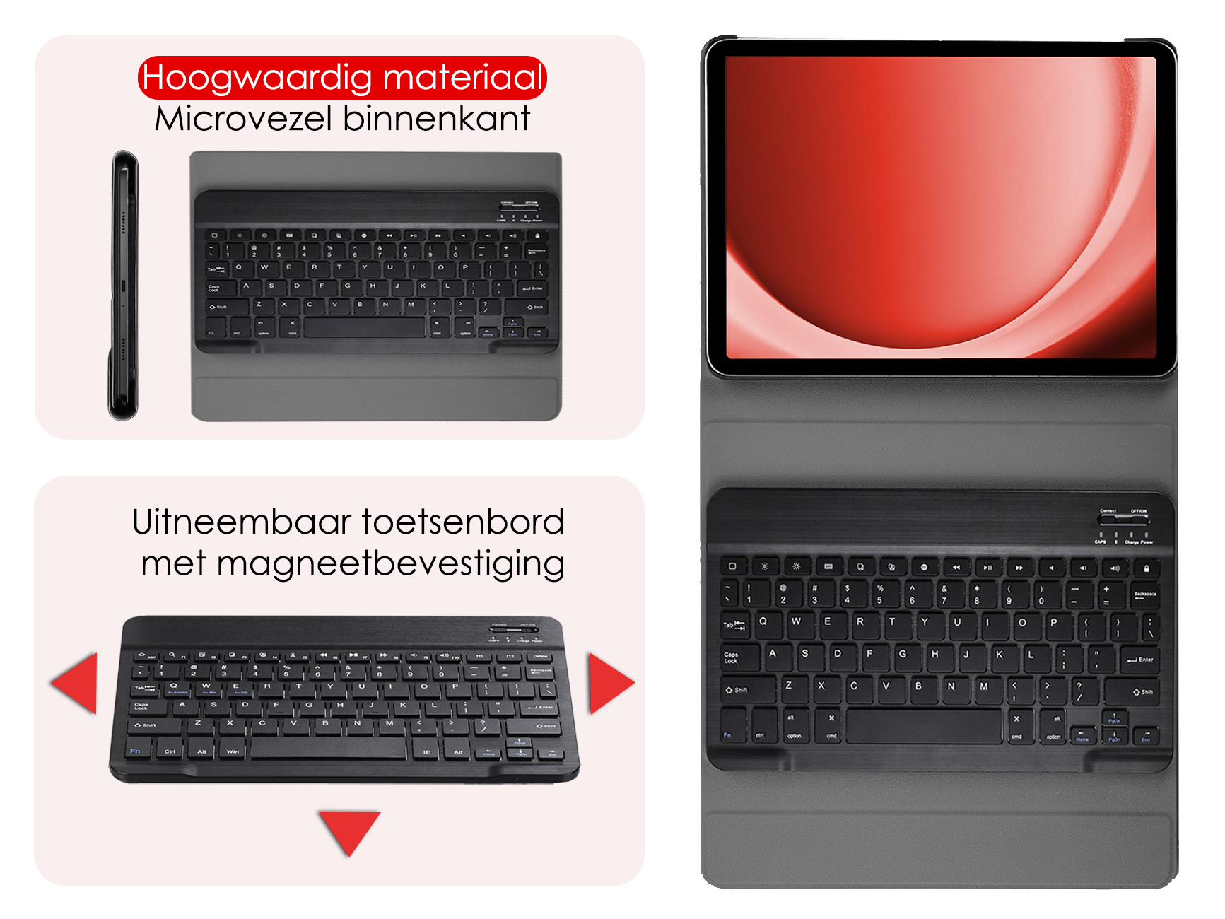 NoXx Hoesje Geschikt voor Samsung Galaxy Tab A9 Hoesje Toetsenbord Hoes Met Screenprotector - Hoes Geschikt voor Samsung Tab A9 Keyboard Case Book Cover - Goud
