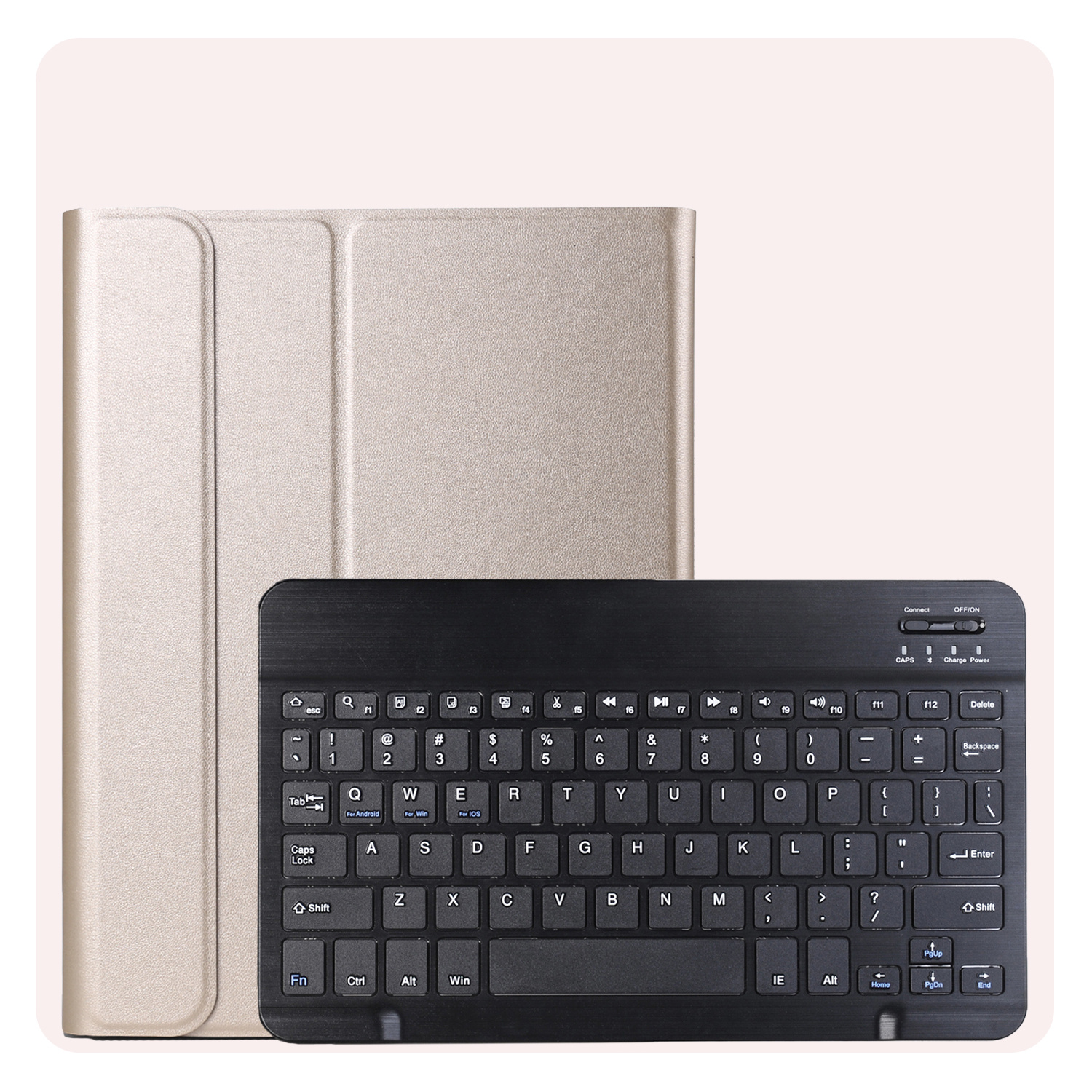 NoXx Hoesje Geschikt voor Samsung Galaxy Tab A9 Hoesje Toetsenbord Hoes Met Screenprotector - Hoes Geschikt voor Samsung Tab A9 Keyboard Case Book Cover - Goud