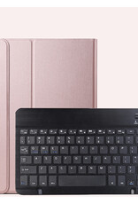 NoXx Hoesje Geschikt voor Samsung Galaxy Tab A9 Hoesje Toetsenbord Hoes Met Screenprotector - Hoes Geschikt voor Samsung Tab A9 Keyboard Case Book Cover - Rosé goud