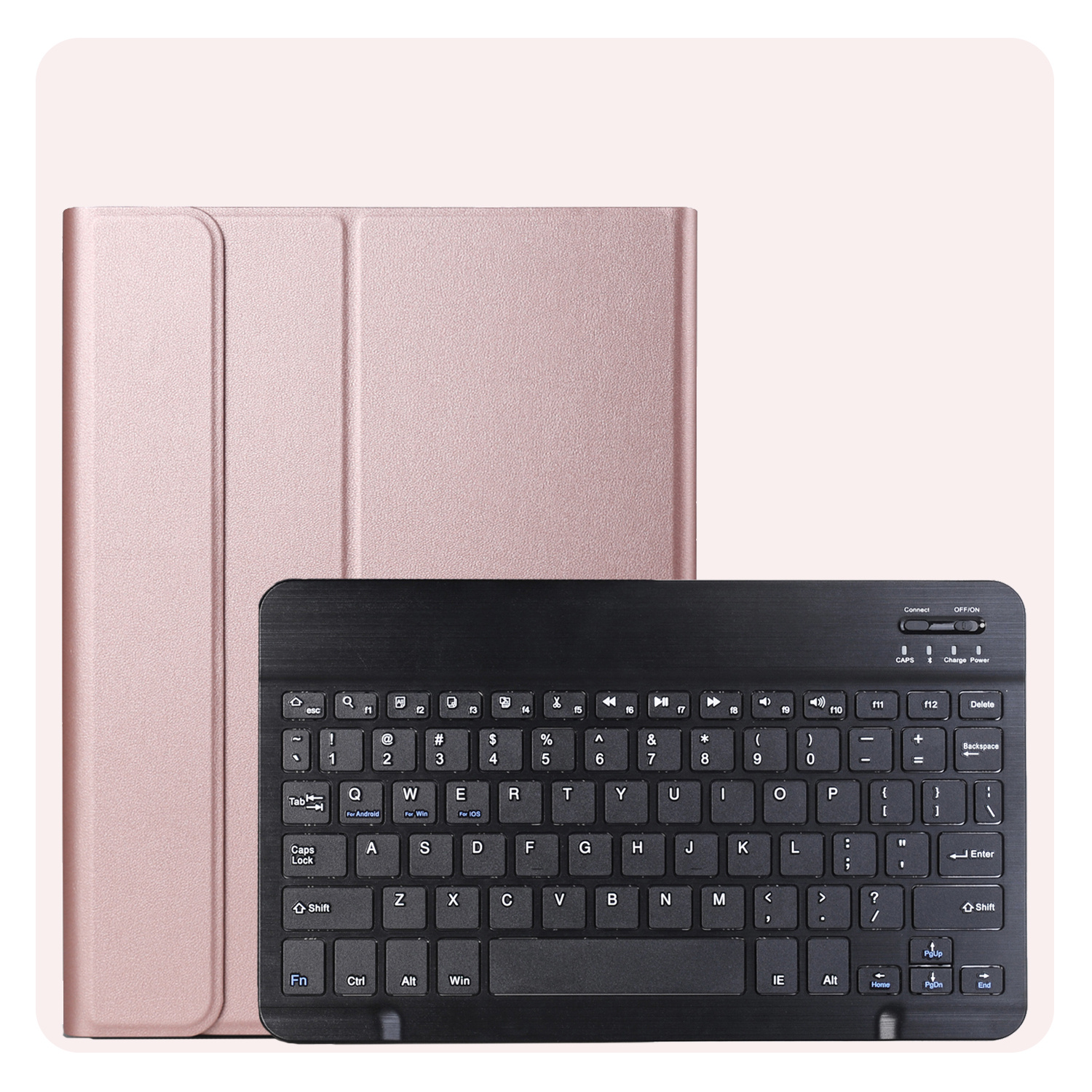 NoXx Hoesje Geschikt voor Samsung Galaxy Tab A9 Hoesje Toetsenbord Hoes Met Screenprotector - Hoes Geschikt voor Samsung Tab A9 Keyboard Case Book Cover - Rosé goud