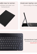 NoXx Hoesje Geschikt voor Samsung Galaxy Tab A9 Hoesje Toetsenbord Hoes Met Screenprotector - Hoes Geschikt voor Samsung Tab A9 Keyboard Case Book Cover - Zwart