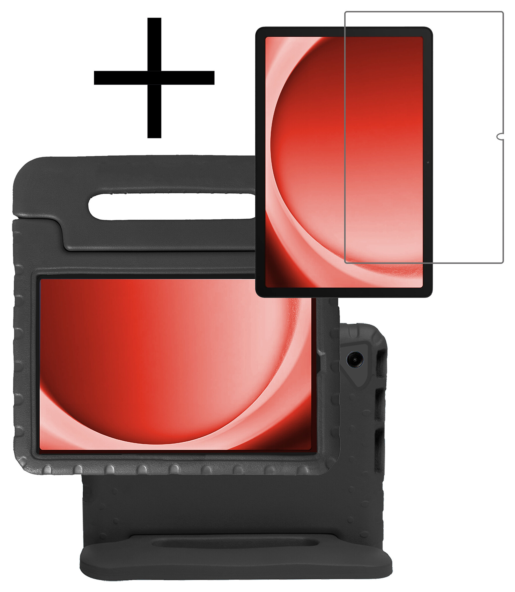 NoXx Hoesje Geschikt voor Samsung Galaxy Tab A9 Plus Hoesje Kinderhoes Shockproof Hoes Kids Case Met Screenprotector - Zwart