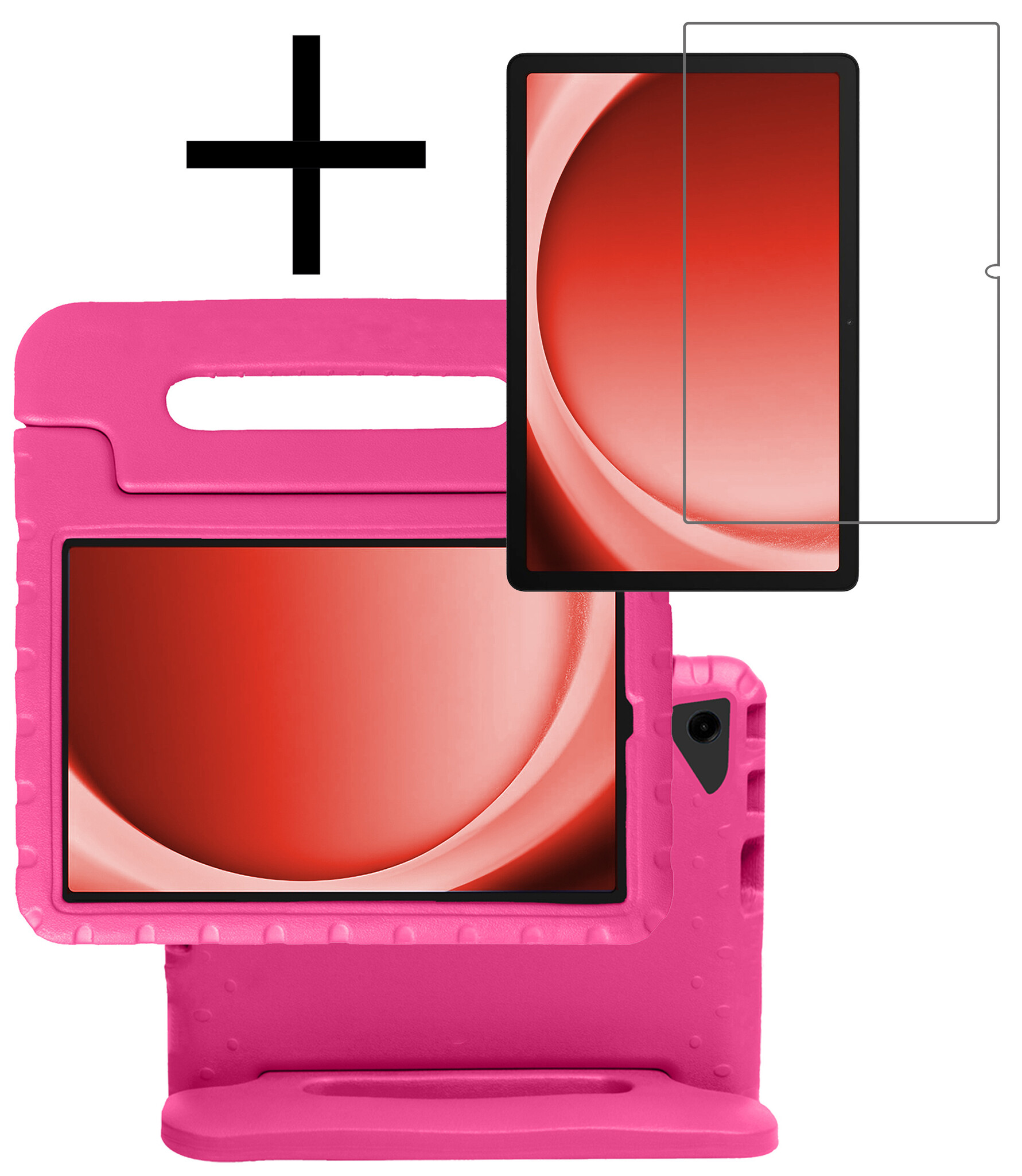 NoXx Hoesje Geschikt voor Samsung Galaxy Tab A9 Plus Hoesje Kinderhoes Shockproof Hoes Kids Case Met Screenprotector - Roze
