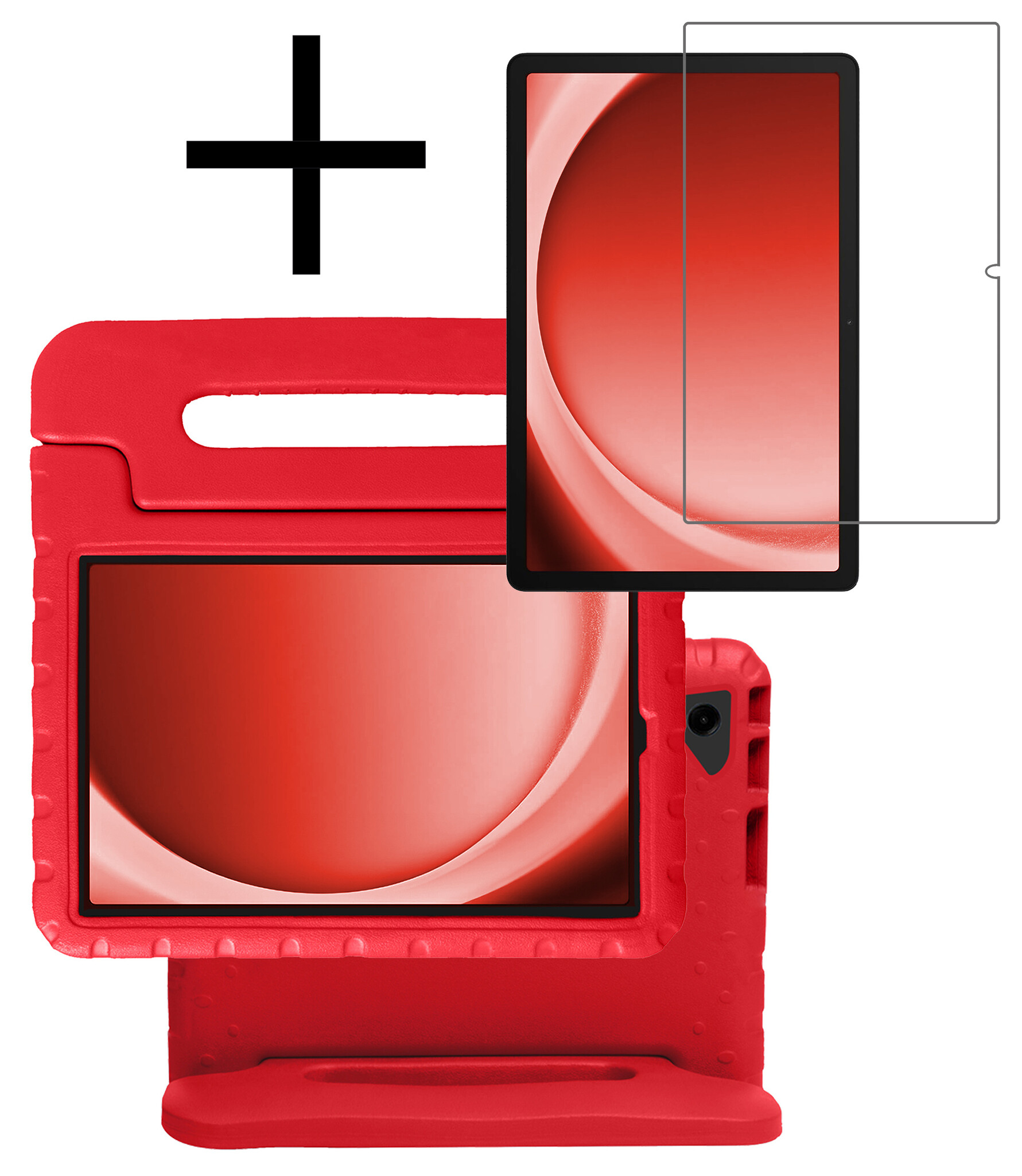 NoXx Hoesje Geschikt voor Samsung Galaxy Tab A9 Plus Hoesje Kinderhoes Shockproof Hoes Kids Case Met Screenprotector - Rood