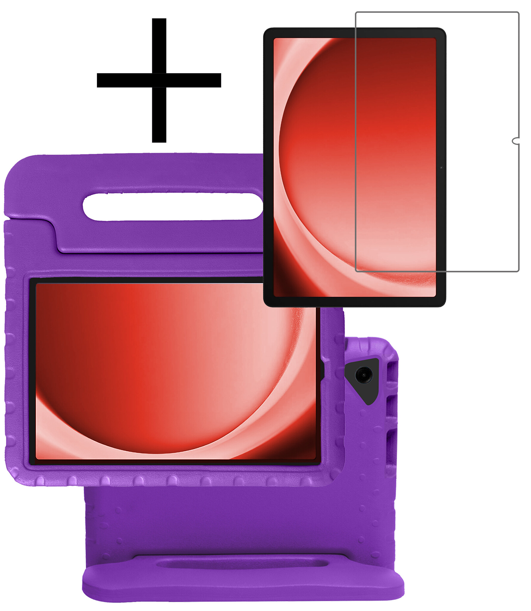 NoXx Hoesje Geschikt voor Samsung Galaxy Tab A9 Plus Hoesje Kinderhoes Shockproof Hoes Kids Case Met Screenprotector - Paars