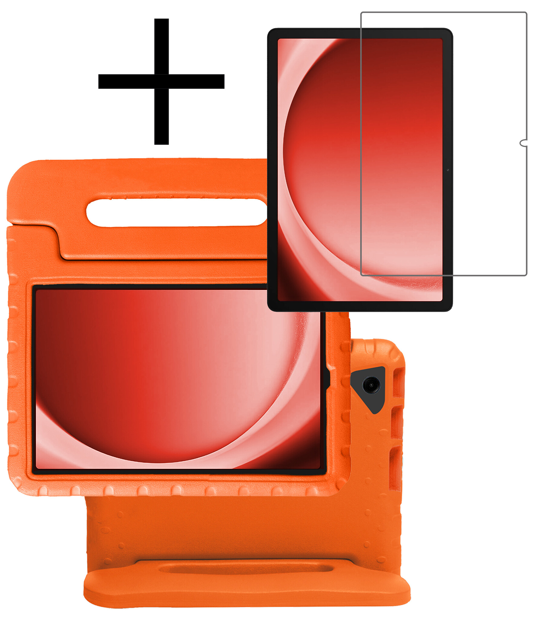 NoXx Hoesje Geschikt voor Samsung Galaxy Tab A9 Plus Hoesje Kinderhoes Shockproof Hoes Kids Case Met Screenprotector - Oranje
