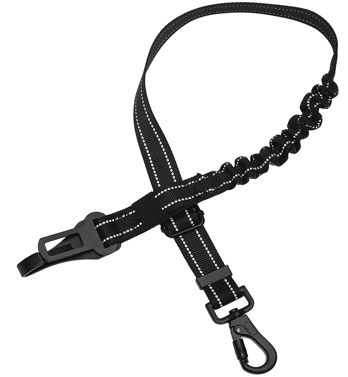 BASEY. Autogordel Hond Hondenriem Auto Hondengordel Flexibel - Luxe Hondenriem Auto Met Kliksysteem en Haak - Zwart