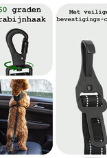BASEY. Autogordel Hond Hondenriem Auto Hondengordel Flexibel - Luxe Hondenriem Auto Met Kliksysteem en Haak - Zwart - 3 Stuks