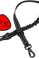 BASEY. Autogordel Hond Hondenriem Auto Hondengordel Flexibel - Luxe Hondenriem Auto Met Kliksysteem en Haak - Zwart - 2 Stuks