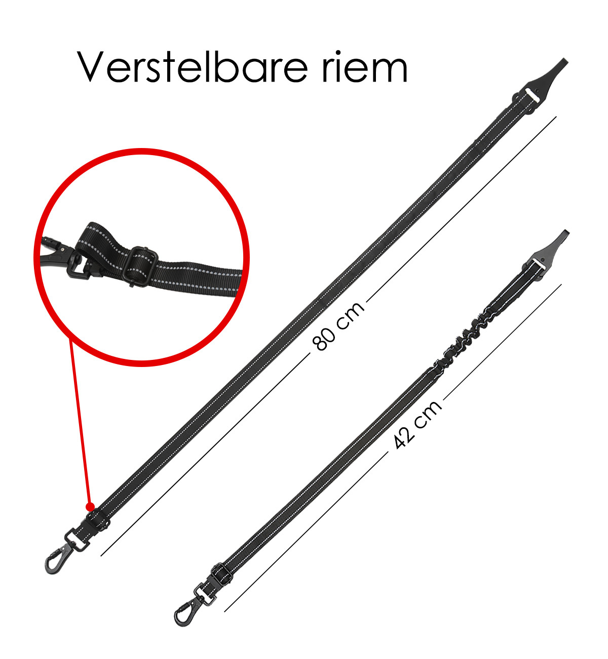 NoXx Hondenriem Autogordel Flexibele Auto hondengordel - Hondenriem Auto Met Kliksysteem en Haak - Zwart - 3x