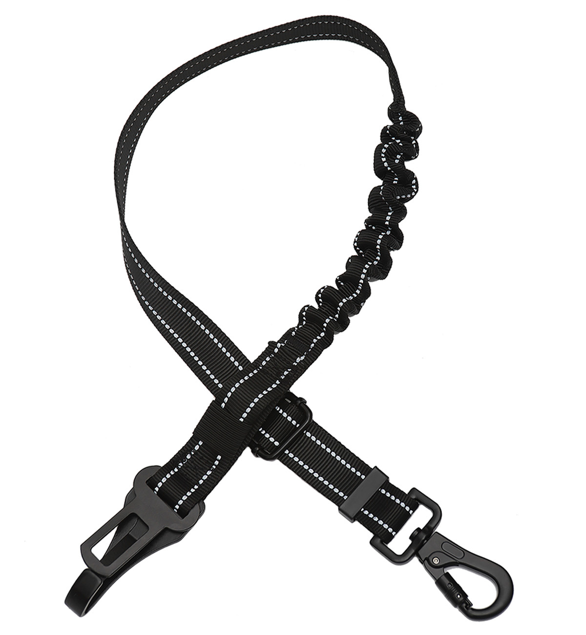 Nomfy Hondenriem Autogordel Hond Autoriem Met Kliksysteem en Haak Flexibel - Hondenriem Auto - Zwart