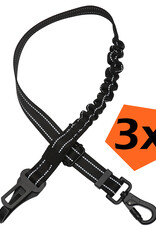Nomfy Hondenriem Autogordel Hond Autoriem Met Kliksysteem en Haak Flexibel - Hondenriem Auto - Zwart - 3 PACK